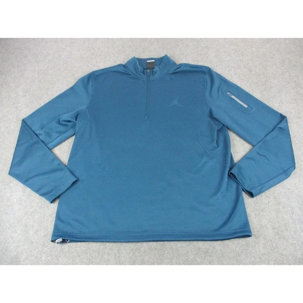 Jordan Sweater Mens Extra Large Blue Thermal Fleece Lined Quarter Zip Sweatshirt